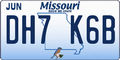MO license plate DH7K6B