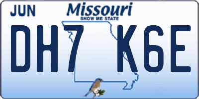 MO license plate DH7K6E