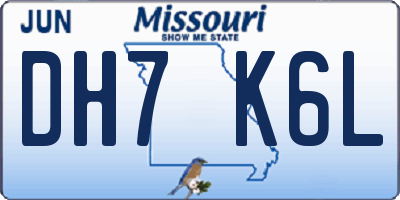 MO license plate DH7K6L