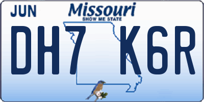 MO license plate DH7K6R