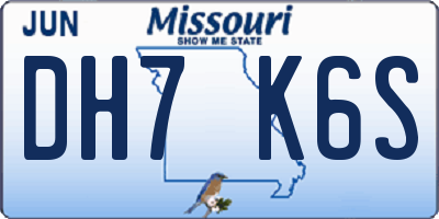 MO license plate DH7K6S