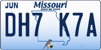 MO license plate DH7K7A