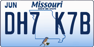 MO license plate DH7K7B