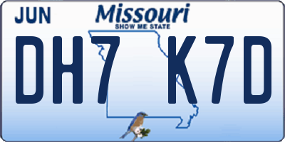 MO license plate DH7K7D