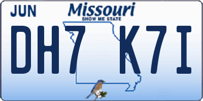 MO license plate DH7K7I