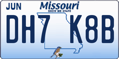 MO license plate DH7K8B