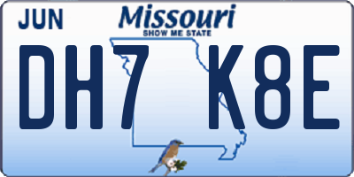 MO license plate DH7K8E