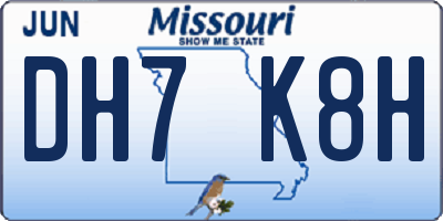 MO license plate DH7K8H
