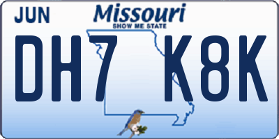 MO license plate DH7K8K
