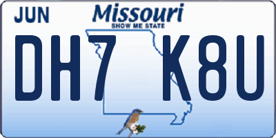 MO license plate DH7K8U