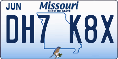MO license plate DH7K8X