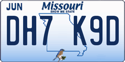 MO license plate DH7K9D