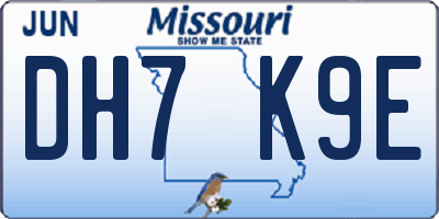 MO license plate DH7K9E