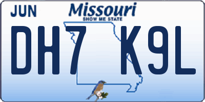 MO license plate DH7K9L
