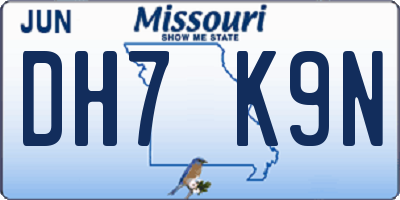 MO license plate DH7K9N
