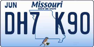 MO license plate DH7K9O