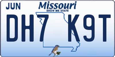 MO license plate DH7K9T