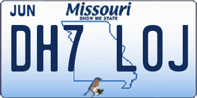 MO license plate DH7L0J