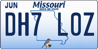 MO license plate DH7L0Z
