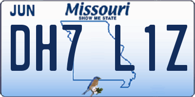 MO license plate DH7L1Z