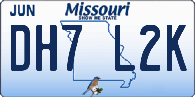 MO license plate DH7L2K