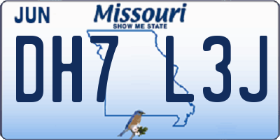 MO license plate DH7L3J