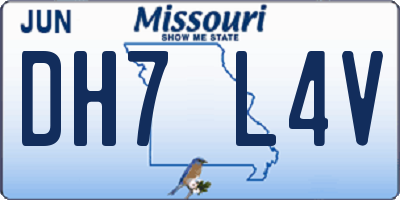 MO license plate DH7L4V