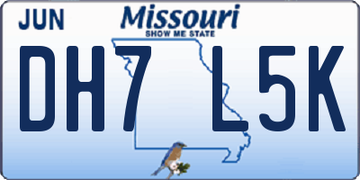 MO license plate DH7L5K