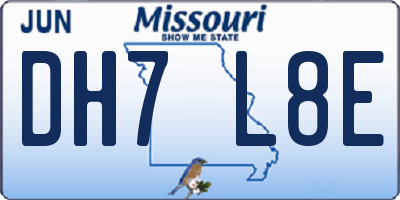 MO license plate DH7L8E