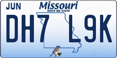 MO license plate DH7L9K