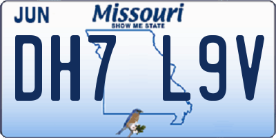 MO license plate DH7L9V