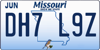 MO license plate DH7L9Z