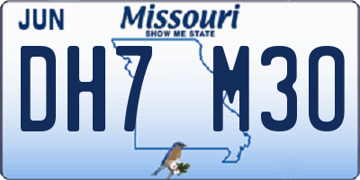 MO license plate DH7M3O