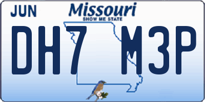 MO license plate DH7M3P