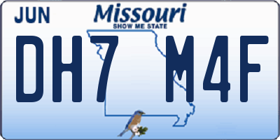 MO license plate DH7M4F