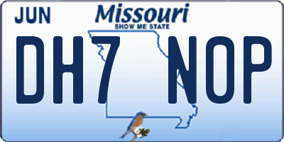 MO license plate DH7N0P