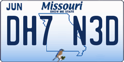 MO license plate DH7N3D