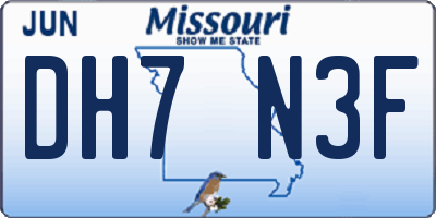 MO license plate DH7N3F