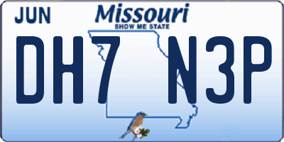 MO license plate DH7N3P