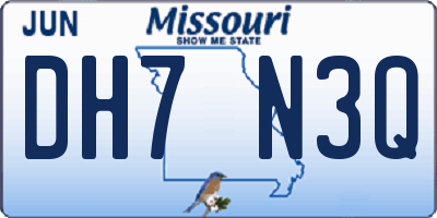 MO license plate DH7N3Q