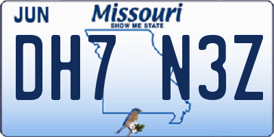 MO license plate DH7N3Z