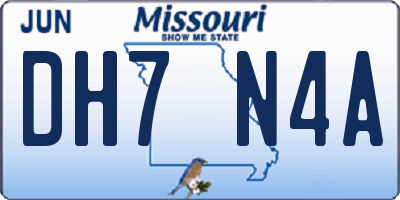 MO license plate DH7N4A