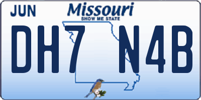 MO license plate DH7N4B