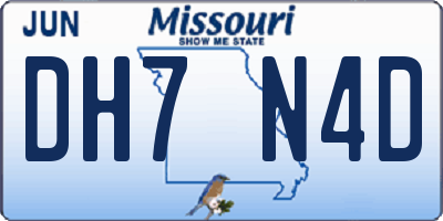 MO license plate DH7N4D