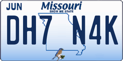MO license plate DH7N4K