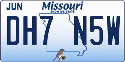 MO license plate DH7N5W