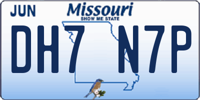 MO license plate DH7N7P