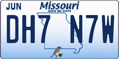MO license plate DH7N7W