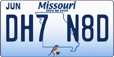 MO license plate DH7N8D