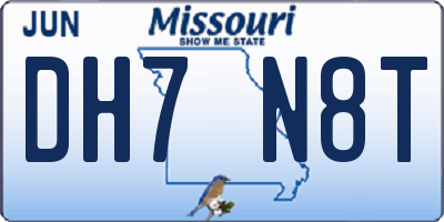 MO license plate DH7N8T